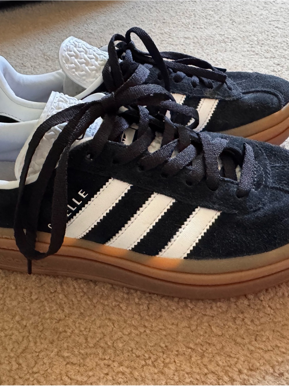 adidas Gazelle Suede Sneakers in Black, White & Gum